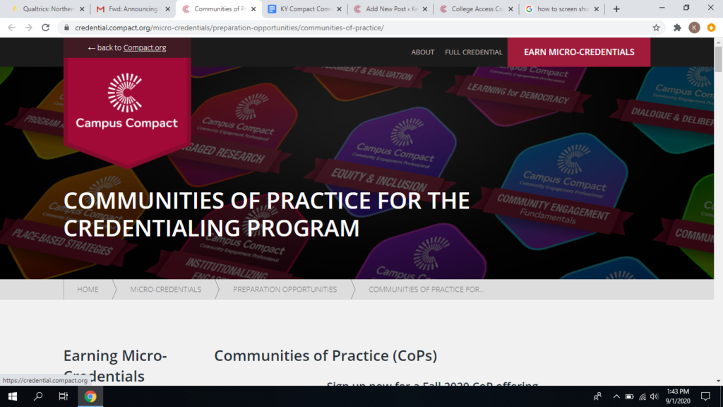 Communities of Practice for the Credentialing Program