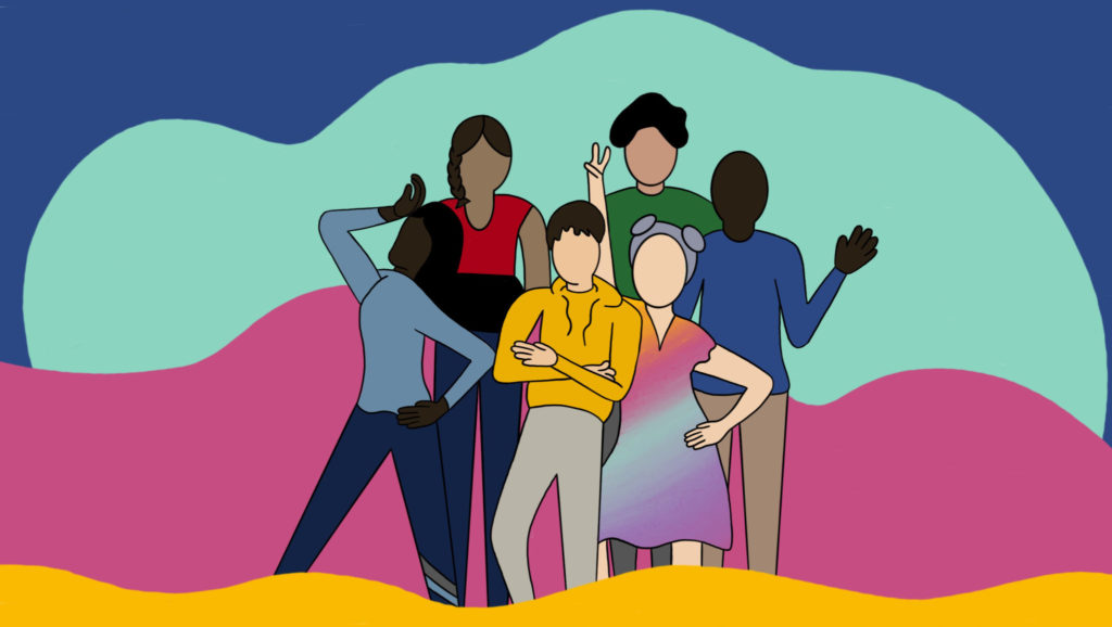 Illustration of a diverse group of people